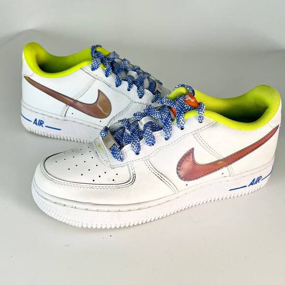 Nike Air Force 1 Low LV8 Sneakers Holographic White Magma Big Kids Youth 4.5 - Picture 1 of 15